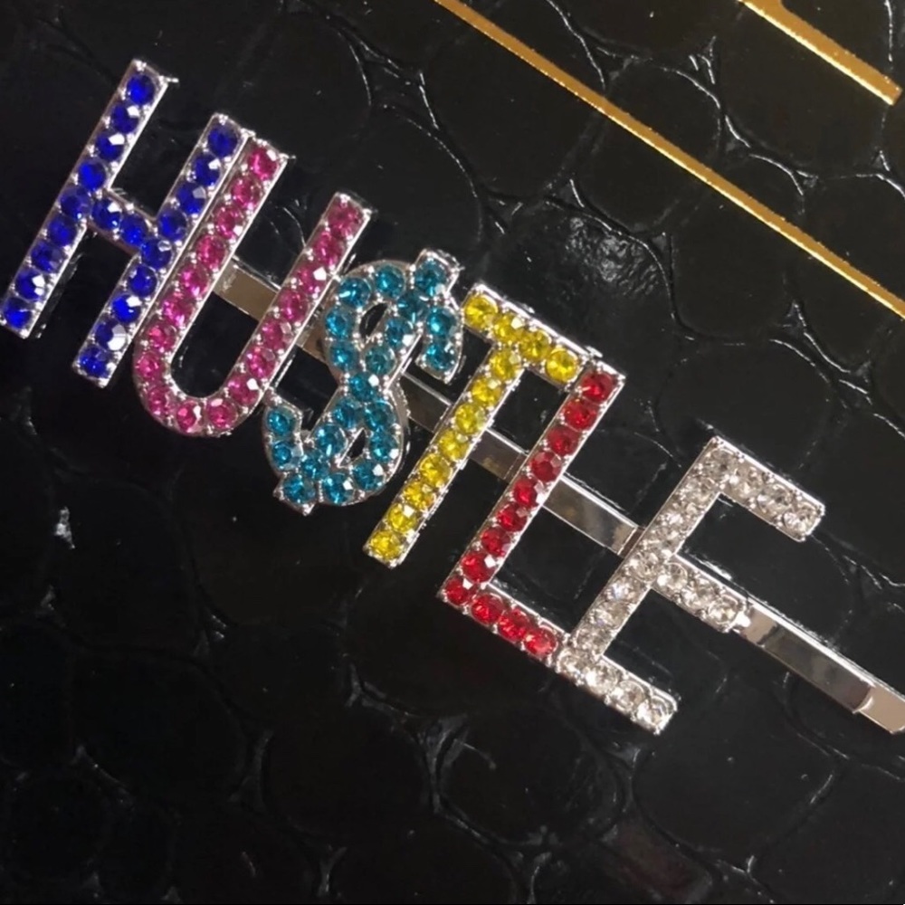Brand New HU$TLE Rhinestone Encrusted Hair Pins